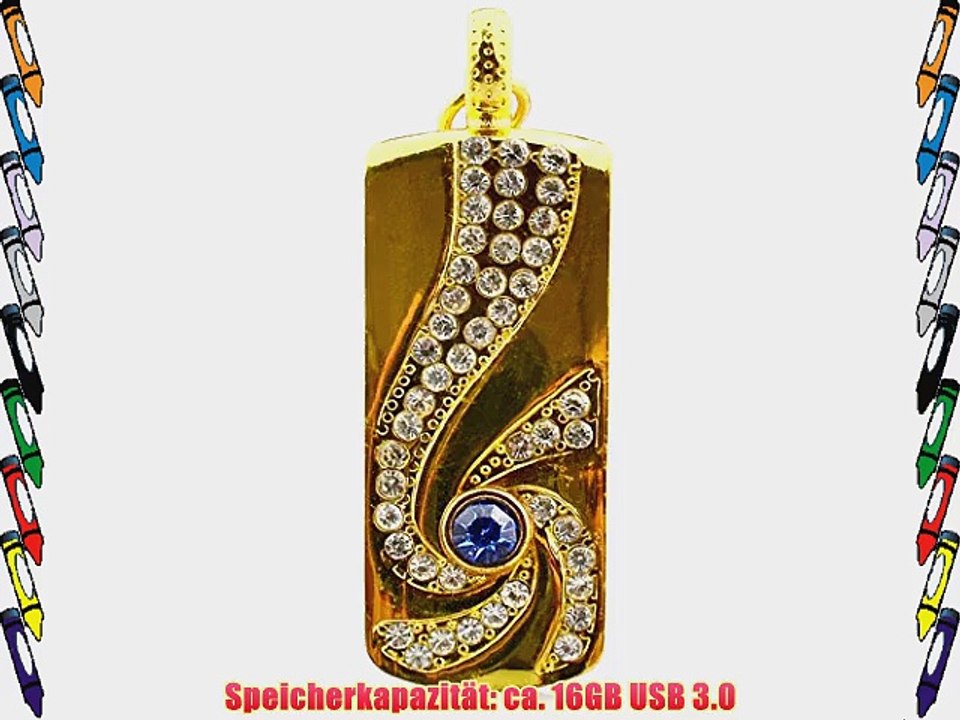 818-TEch No7500060336 Hi-Speed 3.0 USB-Stick 16GB Diamant Anh?nger Schmuck gold