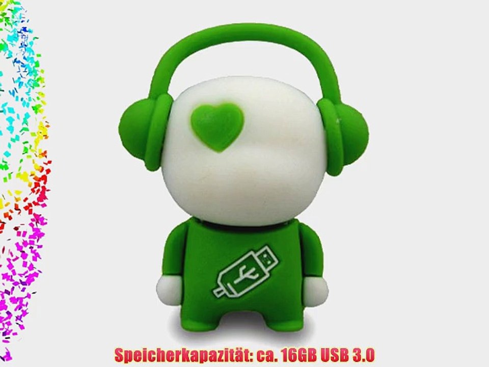 818-TEch No7700070336 Hi-Speed 3.0 USB-Stick 16GB Lustiger Musik DJ 3D gr?n