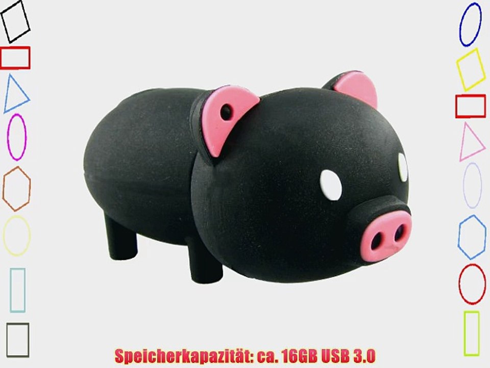 818-TEch No7900090336 Hi-Speed 3.0 USB-Stick 16GB Schwein Dackel 3D schwarz