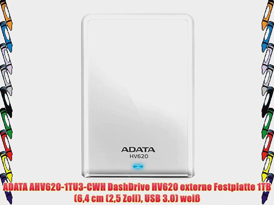 ADATA AHV620-1TU3-CWH DashDrive HV620 externe Festplatte 1TB (64 cm (25 Zoll) USB 3.0) wei?