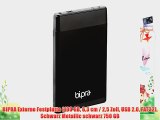 BIPRA Externe Festplatte (100?GB 63?cm / 25?Zoll USB 2.0 FAT32) Schwarz Metallic schwarz 750