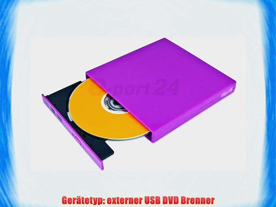 Externer USB DVD-Brenner in Farbe Lila f?r HP Mini 110 311 2133 Mininote. Inklusive USB Kabel