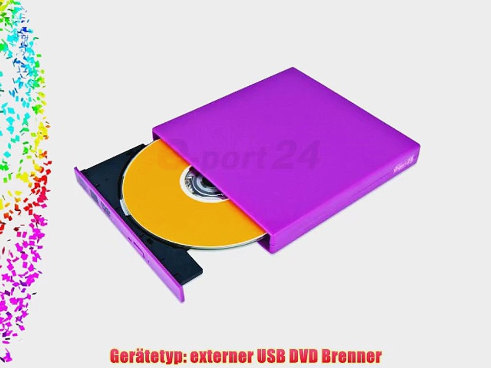 Externer USB DVD-Brenner in Farbe Lila f?r HP Mini 2140 5101. Inklusive USB Kabel und USB Stromversorgungskabel.