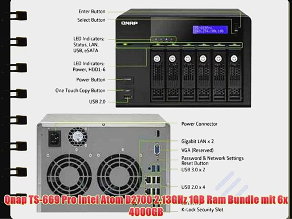 Qnap TS-669 Pro Intel Atom D2700 2.13GHz 1GB Ram Bundle mit 6x 4000GB