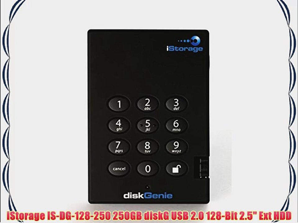 iStorage IS-DG-128-250 250GB diskG USB 2.0 128-Bit 2.5 Ext HDD