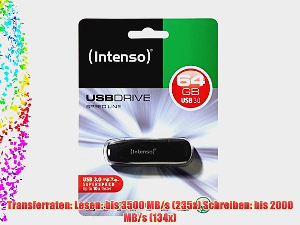 Intenso 3533490 Speed Line 64GB Speicherstick USB 3.0 schwarz