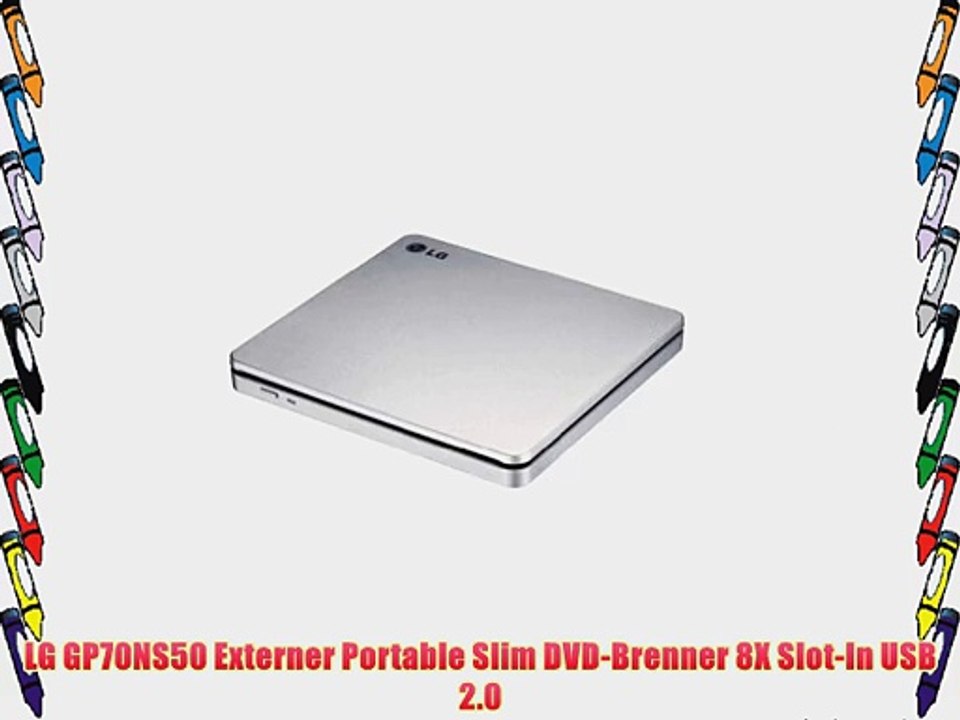 LG GP70NS50 Externer Portable Slim DVD-Brenner 8X Slot-In USB 2.0