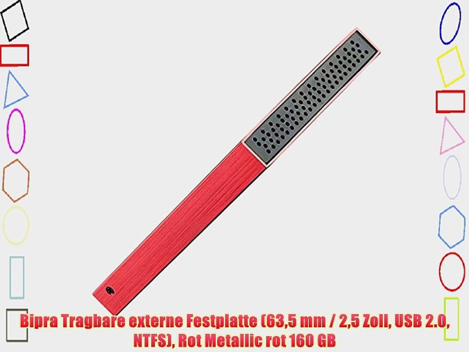 Bipra Tragbare externe Festplatte (635?mm?/ 25?Zoll USB 2.0 NTFS) Rot Metallic rot 160 GB