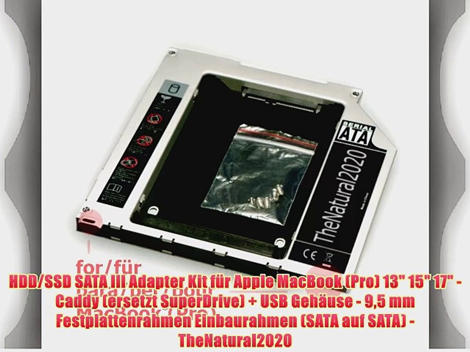 HDD/SSD SATA III Adapter Kit f?r Apple MacBook (Pro) 13 15 17 - Caddy (ersetzt SuperDrive)