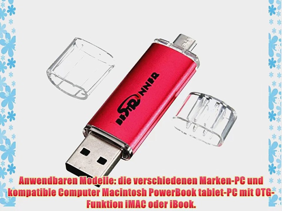 BESTRUNNER 32GB USB Speicherstick OTG Mikro USB Flash Drive Handy PC Rot