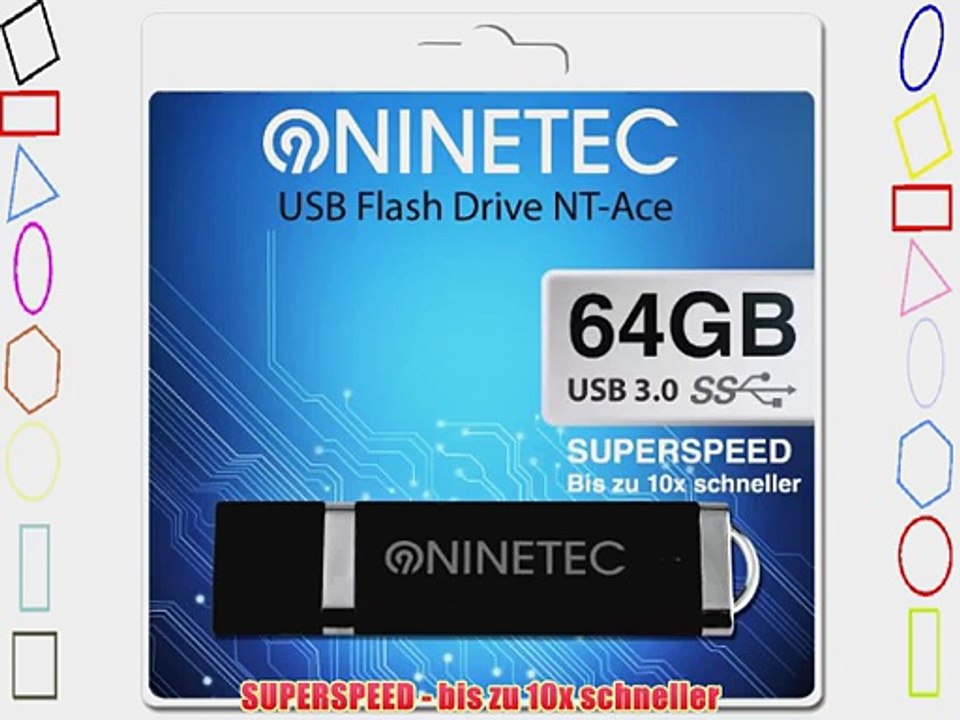 NINETEC Ace 64 GB Highspeed 3.0 USB Speicher Stick Flash Drive Schwarz NT-Ace