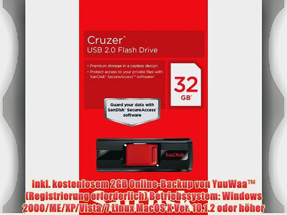 SanDisk Cruzer 32 GB USB-stick schwarz/rot [Amazon Frustfreie Verpackung]