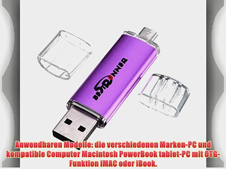 BESTRUNNER 32GB USB Speicherstick OTG Mikro USB Flash Drive Handy PC Lila
