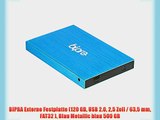 BIPRA Externe Festplatte (120 GB USB 2.0 25?Zoll?/ 635?mm FAT32 ) Blau Metallic blau 500 GB