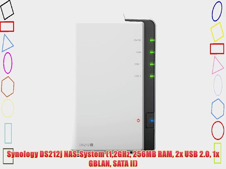 Synology DS212j NAS-System (12GHz 256MB RAM 2x USB 2.0 1x GBLAN SATA II)