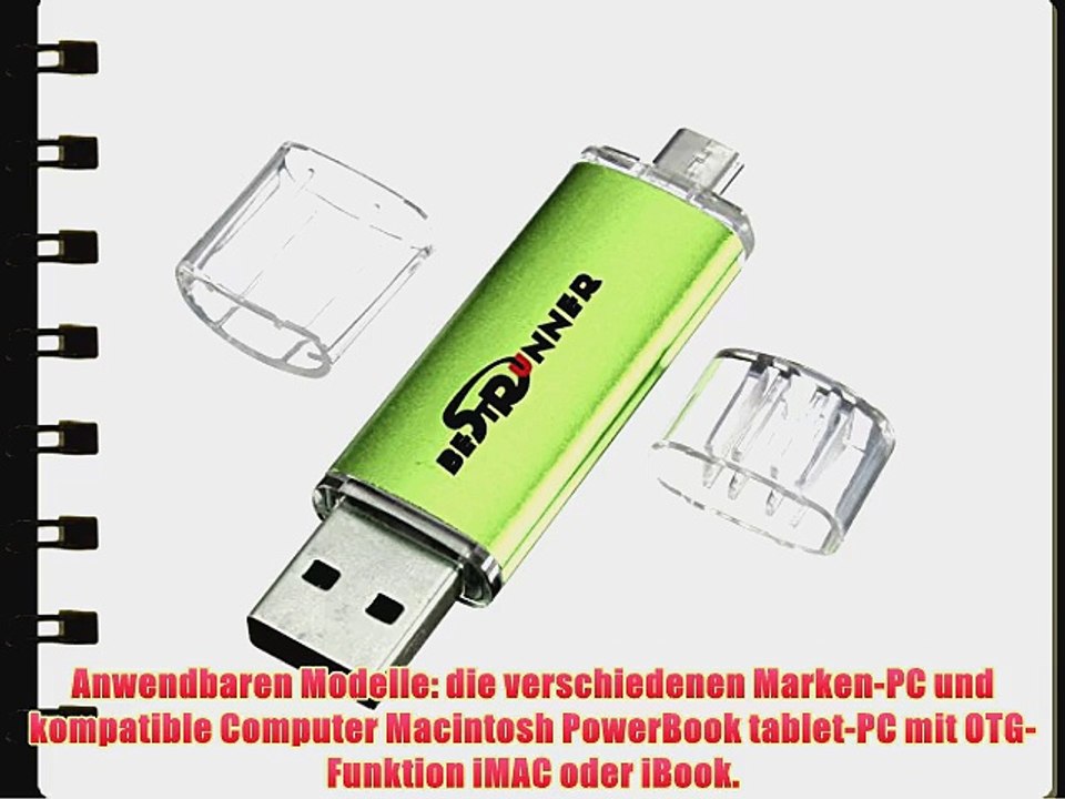 BESTRUNNER 32GB USB Speicherstick OTG Mikro USB Flash Drive Handy PC Gruen