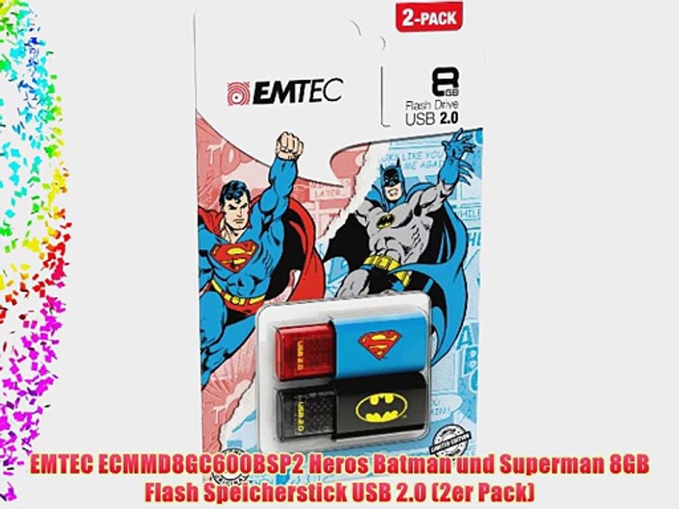 EMTEC ECMMD8GC600BSP2 Heros Batman und Superman 8GB Flash Speicherstick USB 2.0 (2er Pack)