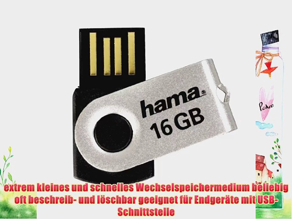 Hama High Speed FlashPen Rotate Mini USB-Stick 2.0 16GB Silber/Schwarz 100X