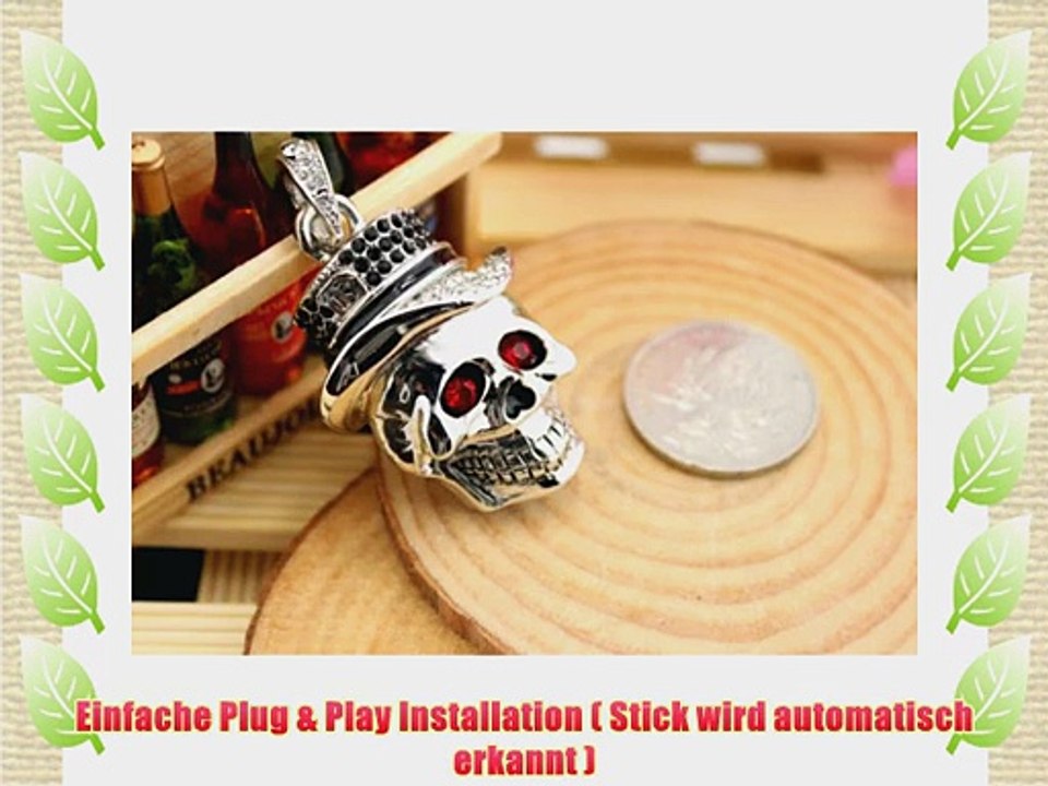 SUNWORLD Totenkopf Skull USB Memory Stick mit Strass an eleganter Kette Luxus Schmuck Speicherstick