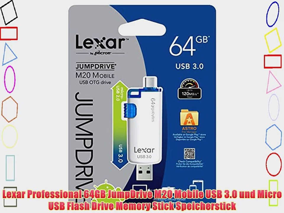 Lexar Professional 64GB JumpDrive M20 Mobile USB 3.0 und Micro USB Flash Drive Memory Stick