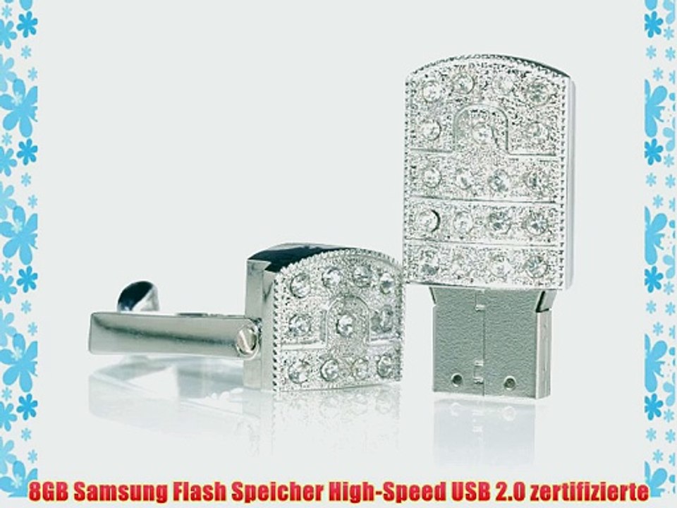 8GB Edelstahl Swiel Schmuck USB-Stick Speicher mit k?nstlichen Diamantkristallen und Schl?sselanh?nger-Ideal