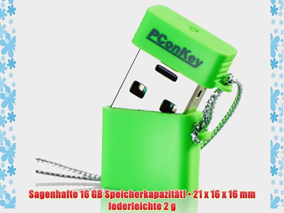 PConKey USB-2.0-Mini-Speicherstick Square II CL 16 GB neongr?n