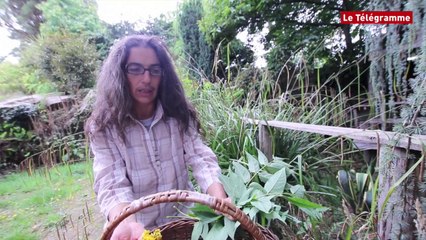 Château de Kergrist. Karine Le Meur peint avec des plantes