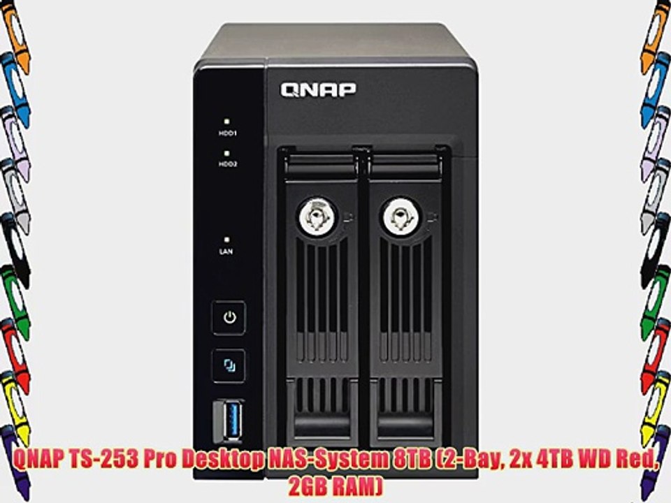 QNAP TS-253 Pro Desktop NAS-System 8TB (2-Bay 2x 4TB WD Red 2GB RAM)