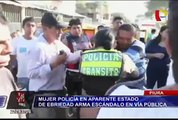 Piura: mujer policía en aparente estado de ebriedad arma escándalo en vía pública