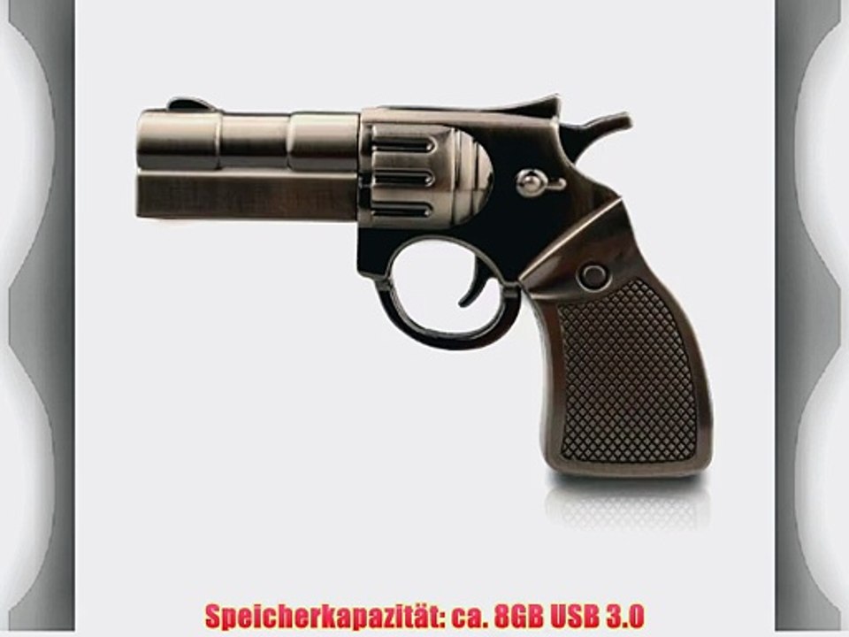818-TEch No11400050038 Hi-Speed 3.0 USB-Sticks 8GB Pistole Revolver Metall 3D metallik