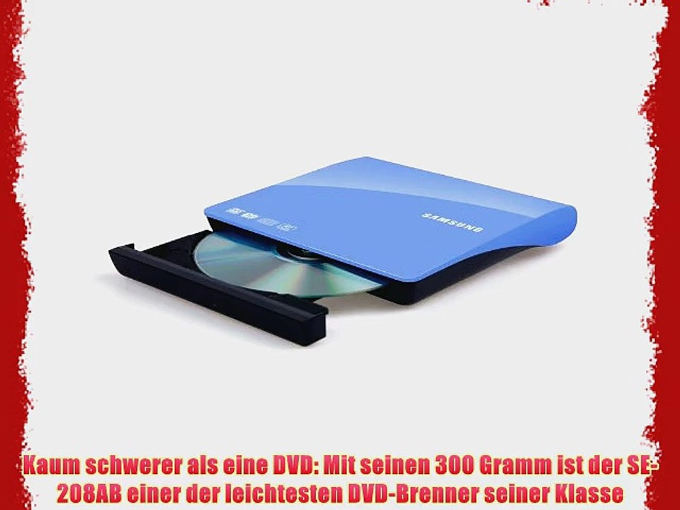 Samsung SE-208AB/TSLS externer DVD 8x Brenner (6x DVD?R USB 2.0) inkl. Nero Software blau