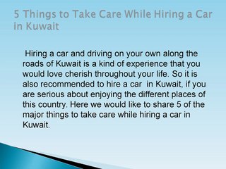 5 things to take care while hiring a car in kuwait