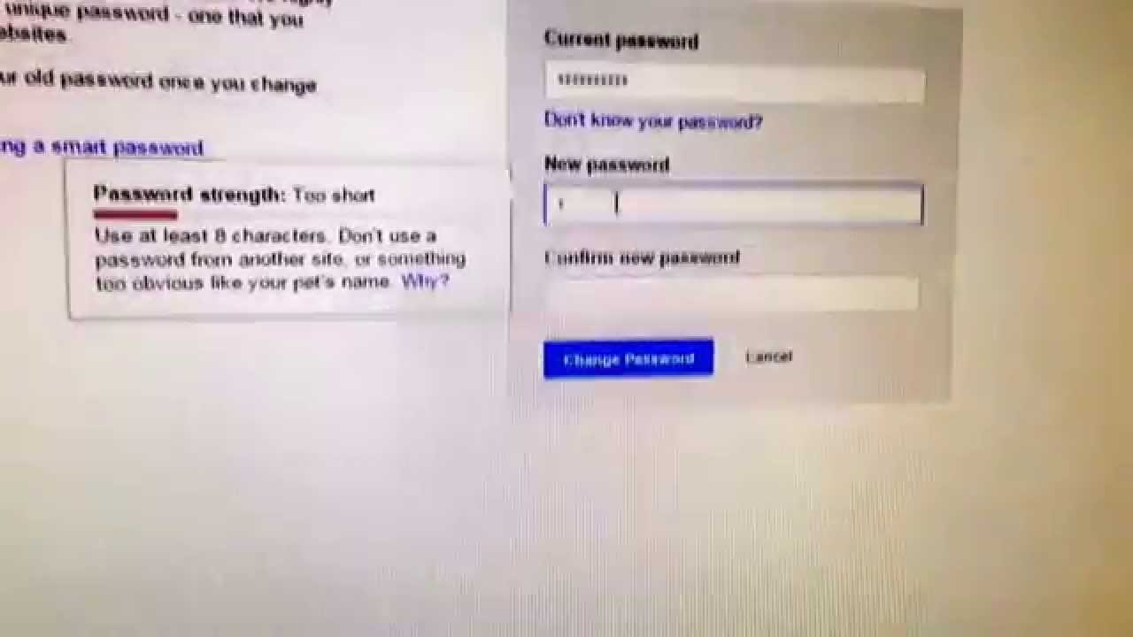 How to change youtube password 2015