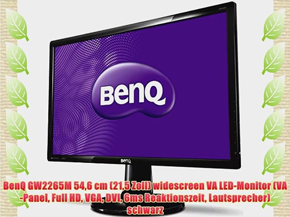 BenQ GW2265M 546 cm (215 Zoll) widescreen VA LED-Monitor (VA-Panel Full HD VGA DVI 6ms Reaktionszeit