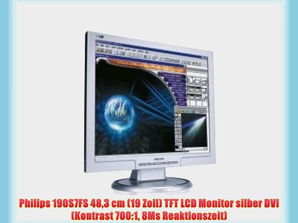 Philips 190S7FS 483 cm (19 Zoll) TFT LCD Monitor silber DVI (Kontrast 700:1 8Ms Reaktionszeit)