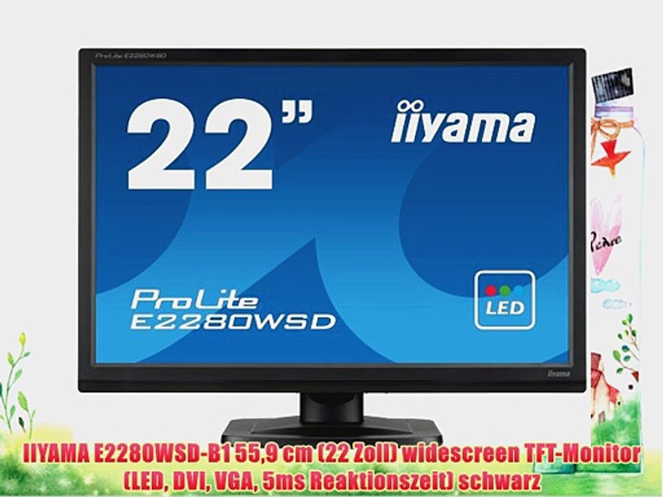 IIYAMA E2280WSD-B1 559 cm (22 Zoll) widescreen TFT-Monitor (LED DVI VGA 5ms Reaktionszeit)