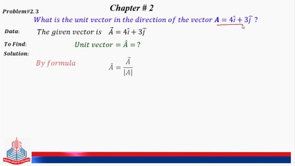 Problem No 2.3 : What is the unit vector in the direction of ......