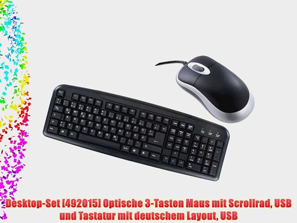 Desktop-Set [492015] Optische 3-Tasten Maus mit Scrollrad USB und Tastatur mit deutschem Layout