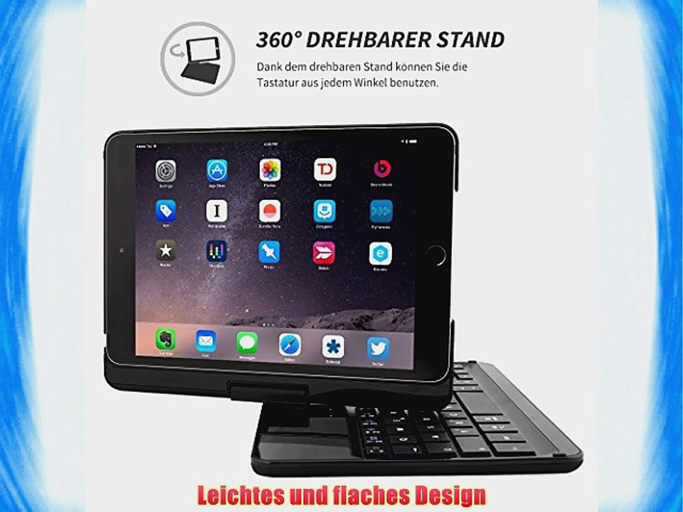 Snugg iPad mini 1/2/3 QWERTZ Grad Tastatur Case (Lila) - H?lle mit drehbarer Bluetooth Tastatur