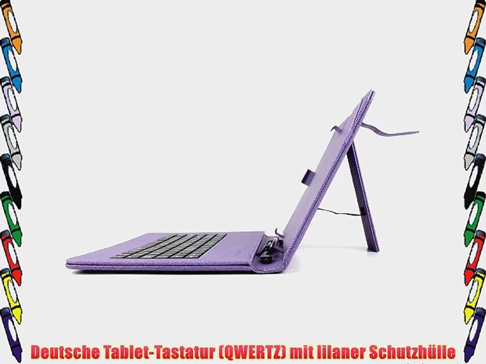 Violettfarbene Premium-Tableth?lle mit Micro-USB-Tastatur (deutsch ? QWERTZ) f?r Lenovo IdeaTab