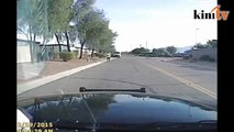 Video papar kereta polis rempuh lelaki bersenjata