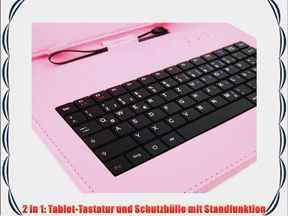Deutsche Tastatur rosane Tableth?lle und 5-facher Verteiler f?r Medion LifeTab S10345 (MD 99042)