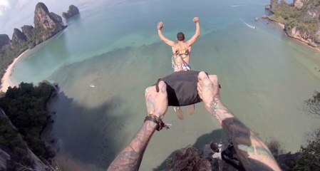 Gruesome, Incredible BASE Jump With Parachute PIERCED Into Flesh