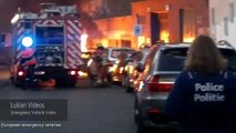 Auto in brand in België // Politie   Brandweer to a fire scene // Police cars   Firetruck