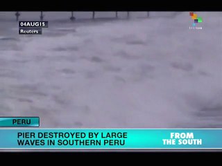 Strong Wind and Waves Destroy Pier in Southern Peru