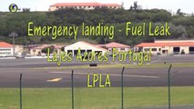Pouso de emergência de combustível vazamento Lajes Açores