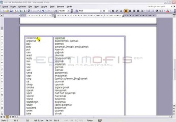 İngilizce dersleri (En Çok Kullanılan 100 Fiil)