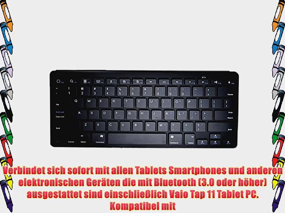 Cooper Cases(TM) B1 universelle Bluetooth Funktastatur f?r Vaio Tap 11 Tablet PC in Schwarz