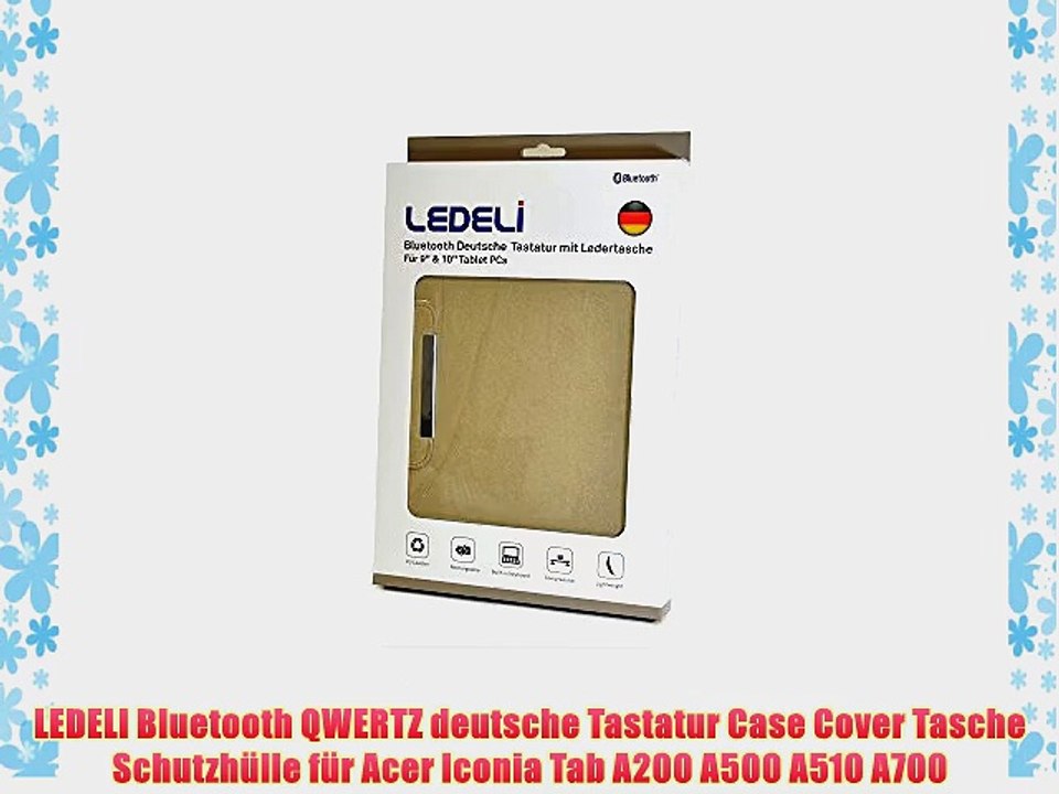 LEDELI Bluetooth QWERTZ deutsche Tastatur Case Cover Tasche Schutzh?lle f?r Acer Iconia Tab