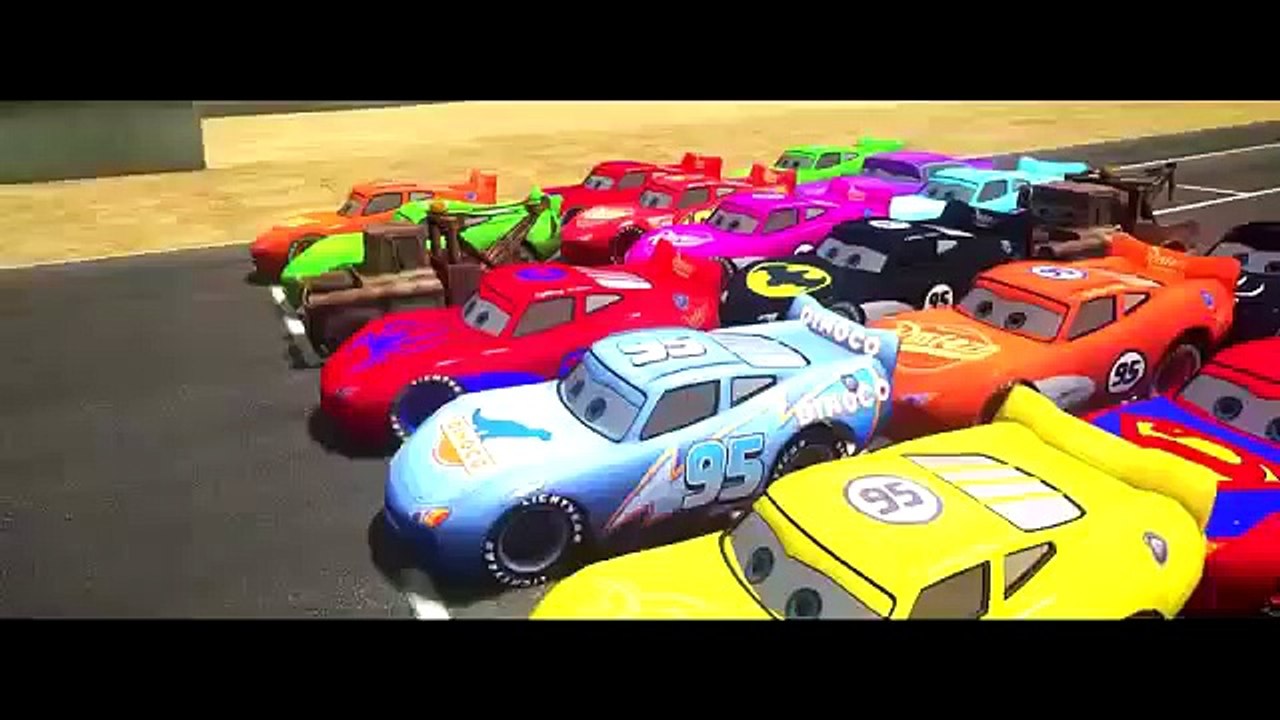 Disney Pixar Cars Lightning Mcqueen Race With Rayo Dinoco Spiderman Macqueen Mater Batman Hulk Video Dailymotion